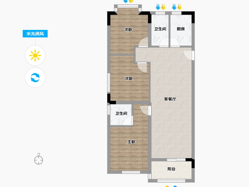 浙江省-金华市-浙中影创城-81.23-户型库-采光通风