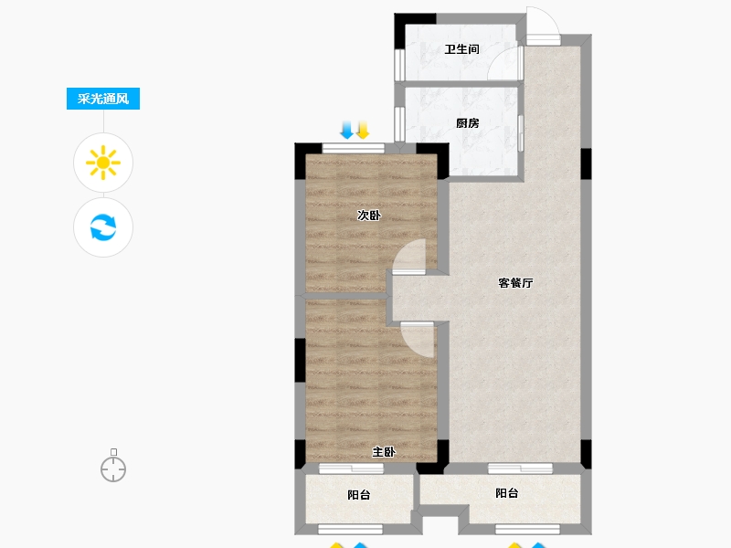 浙江省-金华市-浙中影创城-61.78-户型库-采光通风