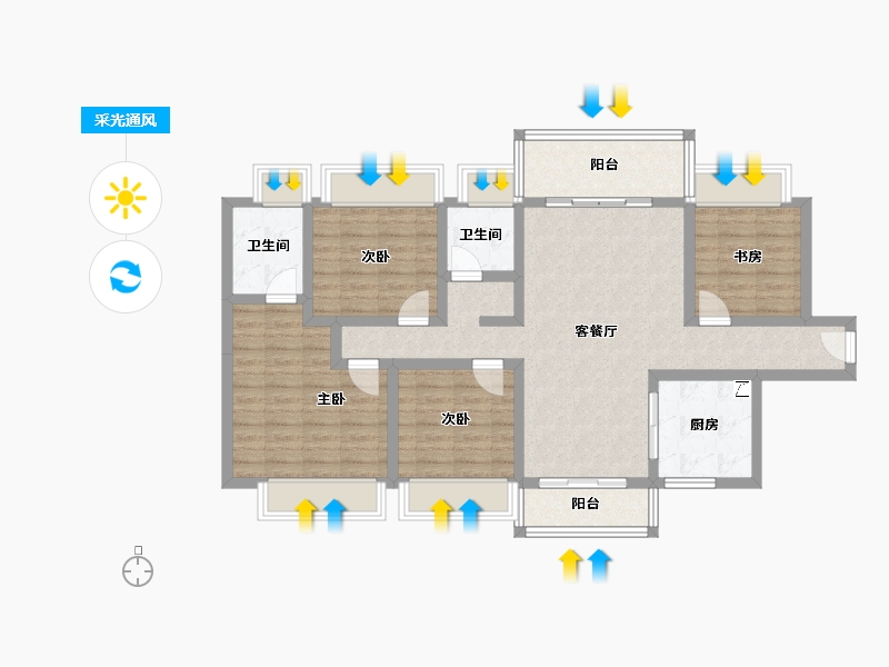 广东省-江门市-美的·樾山府-99.82-户型库-采光通风