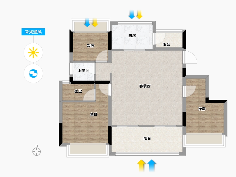 广东省-深圳市-越秀和樾府-88.00-户型库-采光通风