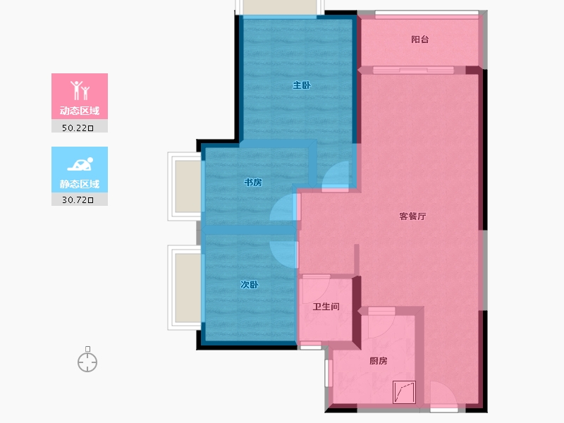 陕西省-西安市-南大街居民(一区)-86.00-户型库-动静分区