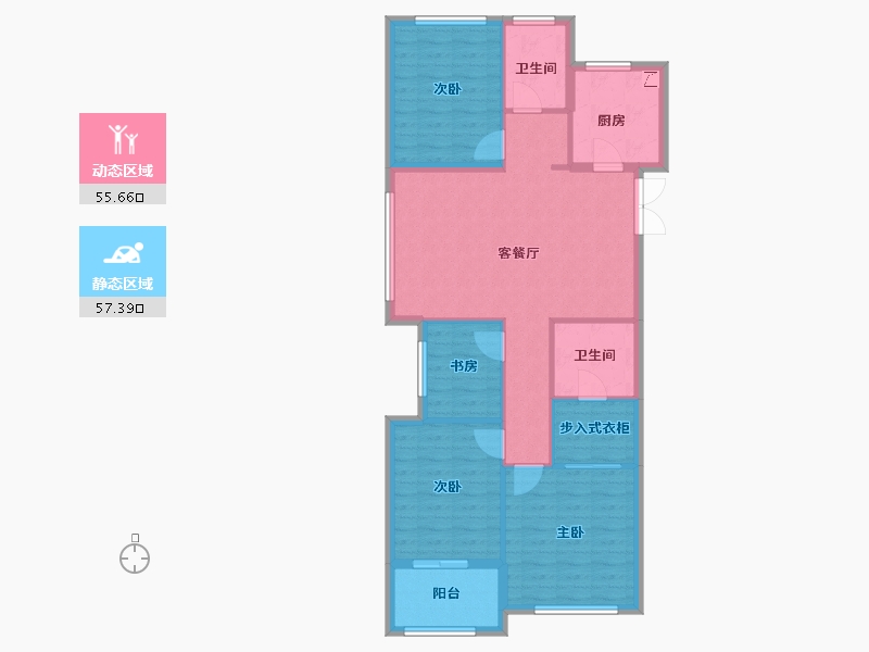 江苏省-徐州市-恒华长安府-102.40-户型库-动静分区