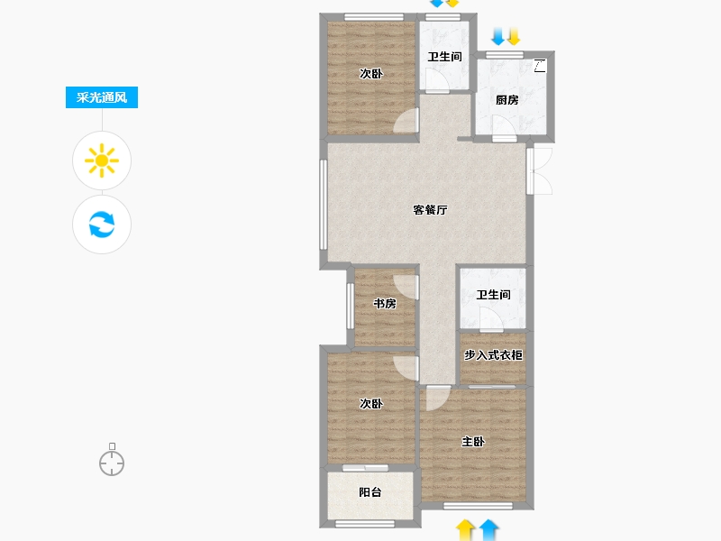 江苏省-徐州市-恒华长安府-102.40-户型库-采光通风