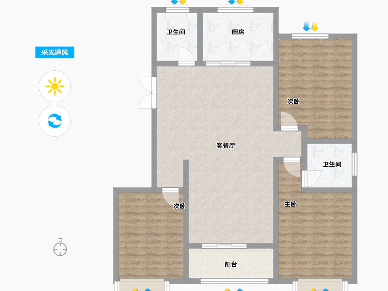 山东省-潍坊市-恒信·御峰-108.81-户型库-采光通风