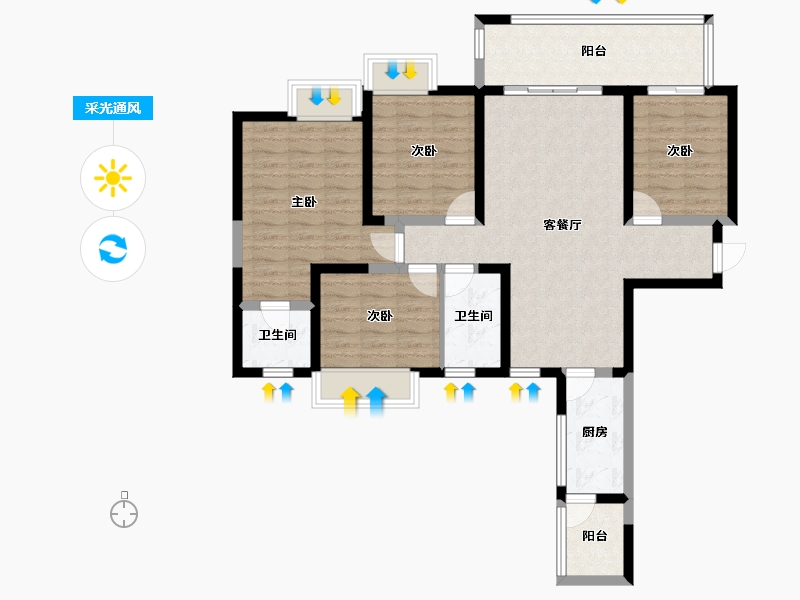 四川省-成都市-天府国际凤.凰城-99.75-户型库-采光通风