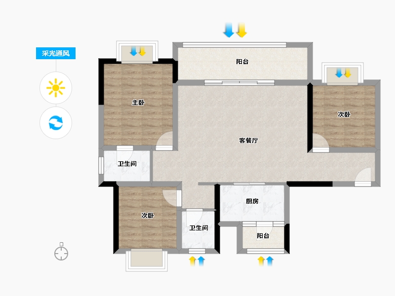 四川省-成都市-锦江绿道锦庐-91.07-户型库-采光通风