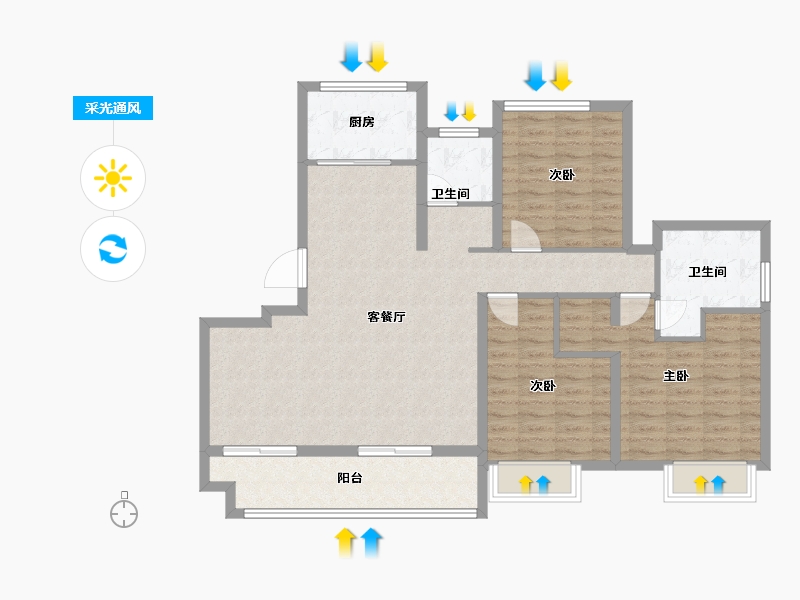 山东省-济南市-水发玉皇台-108.48-户型库-采光通风