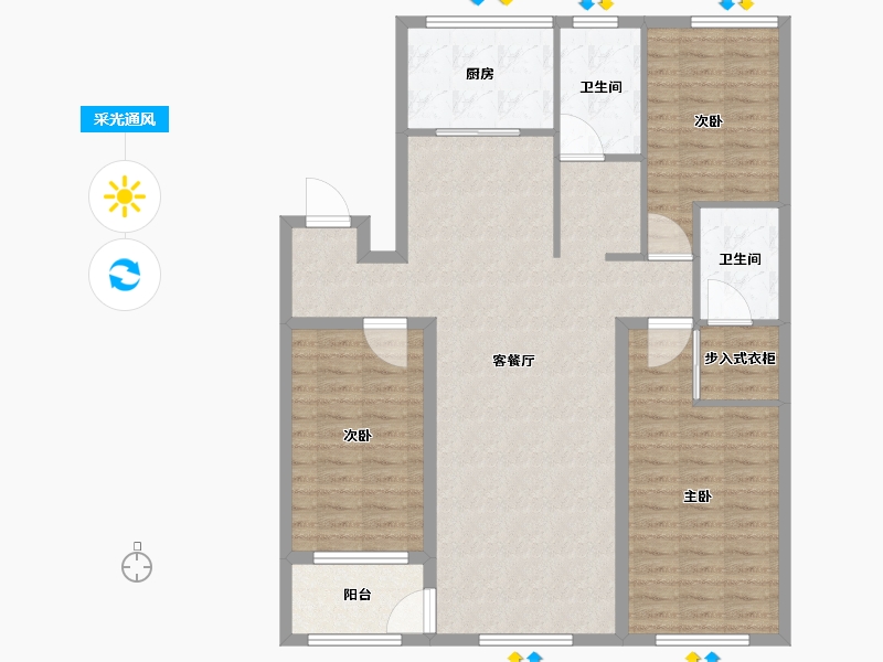 山东省-潍坊市-恒易·紫园-114.01-户型库-采光通风