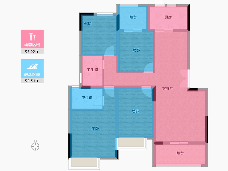 重庆-重庆市-银翔城-103.13-户型库-动静分区