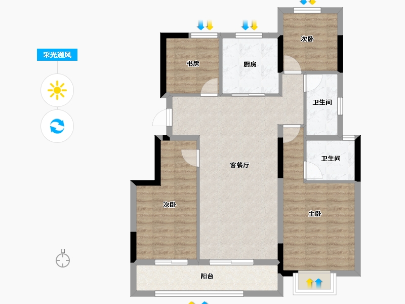 浙江省-金华市-敏捷星汇源著花园-92.00-户型库-采光通风