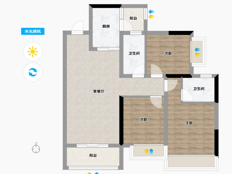 四川省-成都市-锦江绿道锦庐-77.13-户型库-采光通风