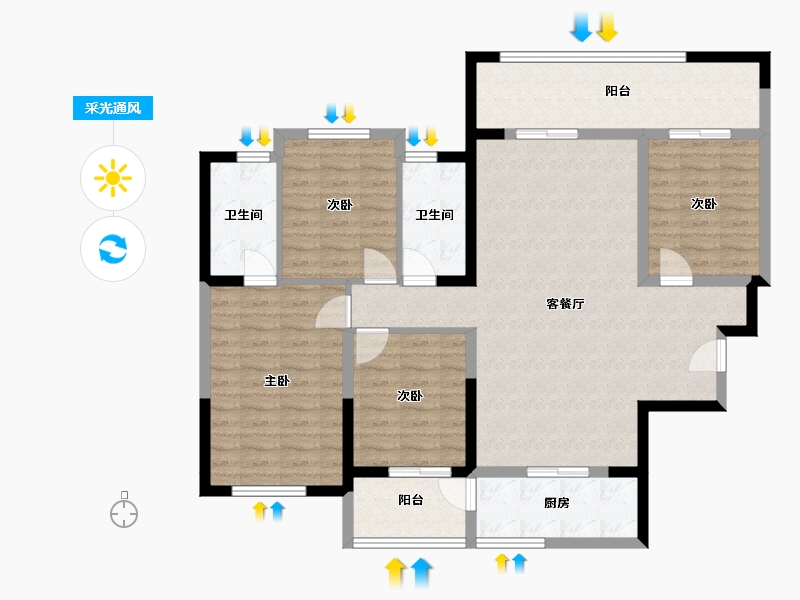 广西壮族自治区-桂林市-宏湖中央城-115.73-户型库-采光通风