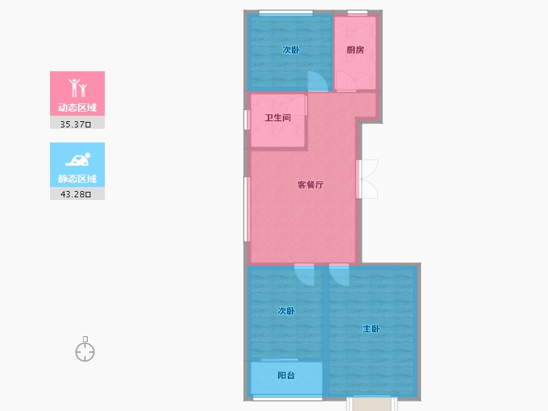 山东省-潍坊市-恒信·御峰-70.43-户型库-动静分区