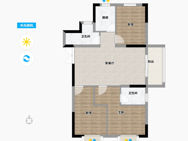 浙江省-金华市-光明东润-83.20-户型库-采光通风