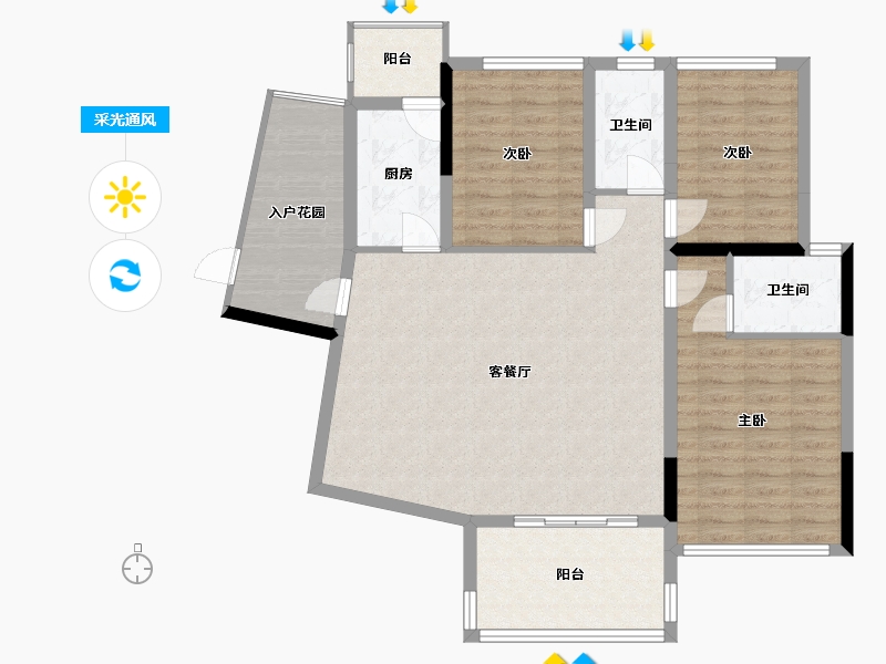 广东省-阳江市-金鼎花园-110.00-户型库-采光通风