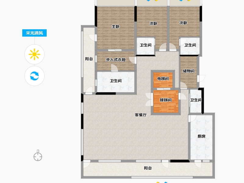 四川省-成都市-武侯金茂府-229.61-户型库-采光通风