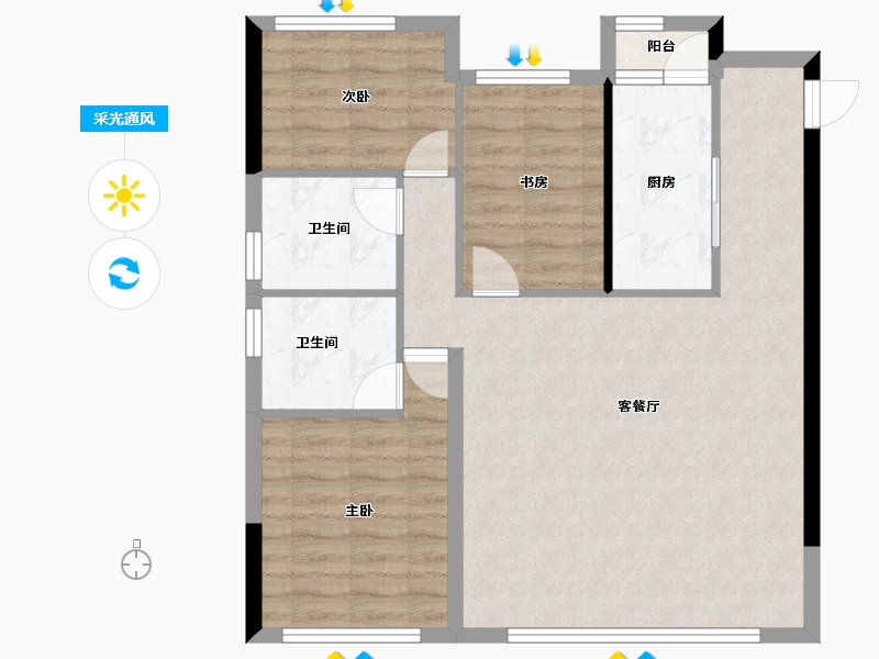 四川省-成都市-德信东原印江宸-82.90-户型库-采光通风