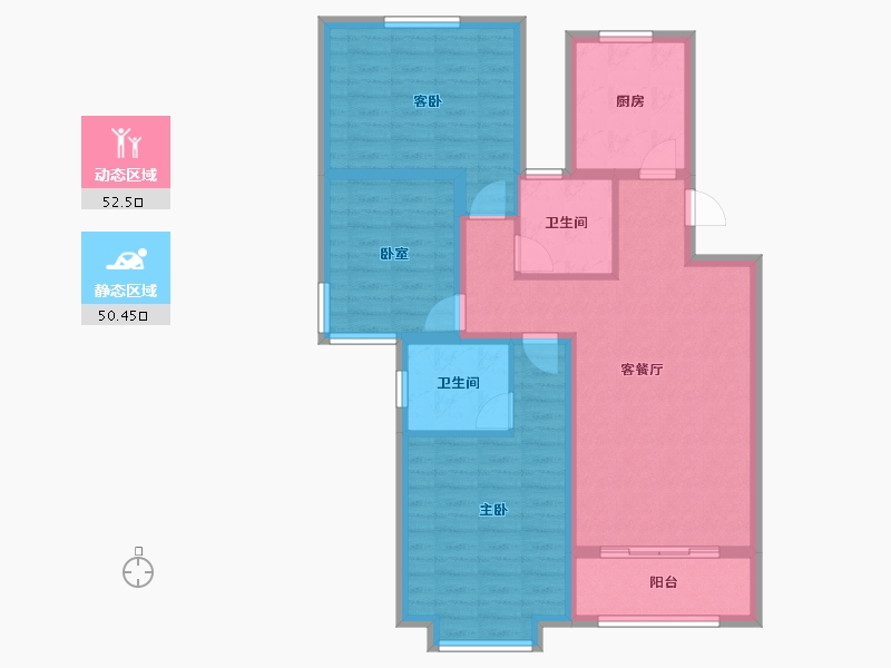 河北省-廊坊市-宏泰·龙河枫景-91.68-户型库-动静分区