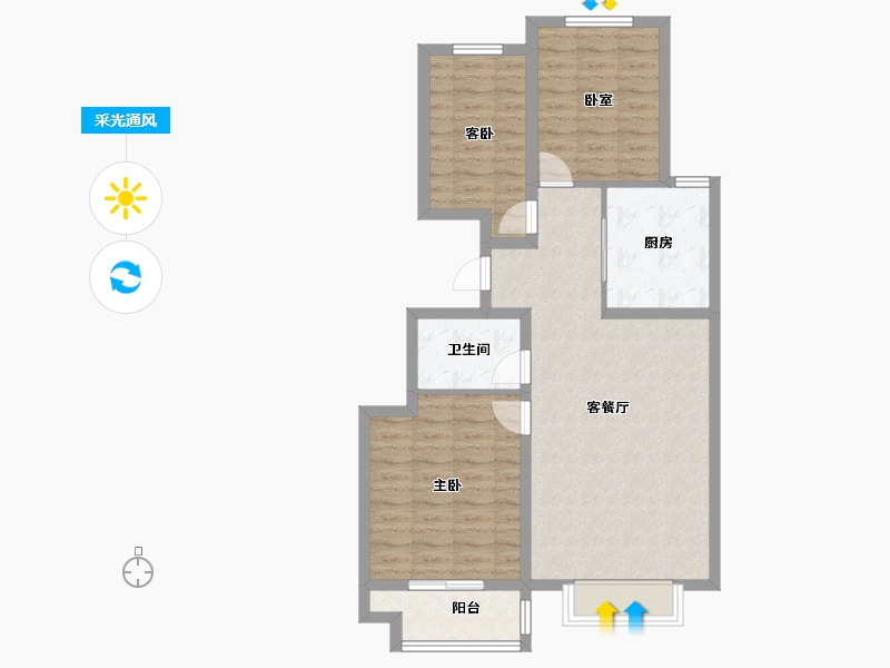 河北省-廊坊市-宏泰·龙河枫景-80.91-户型库-采光通风