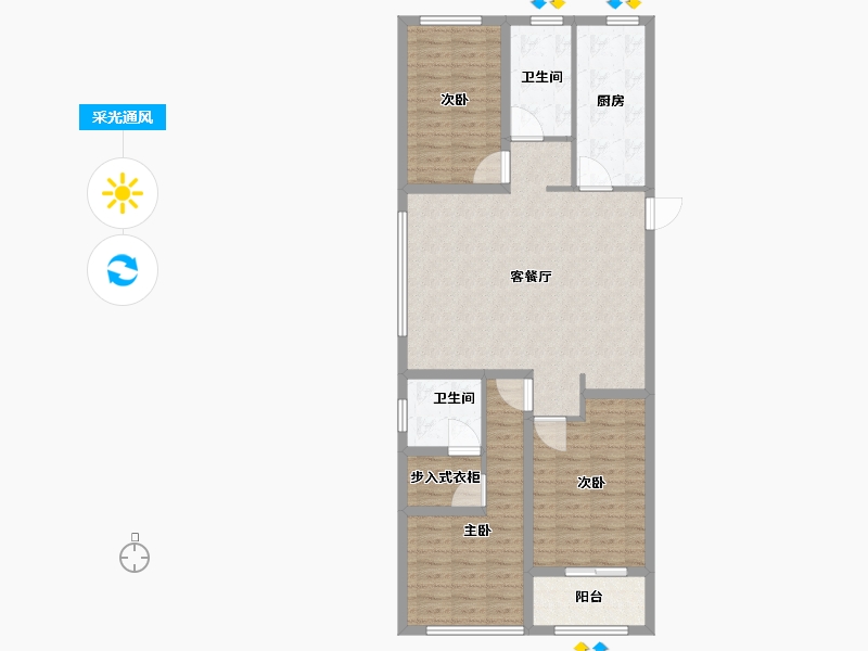 山东省-潍坊市-恒易·紫园-104.01-户型库-采光通风