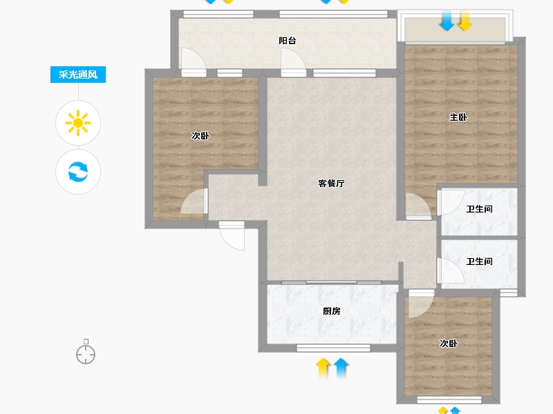 山东省-青岛市-旭辉银盛泰·正阳府-97.00-户型库-采光通风