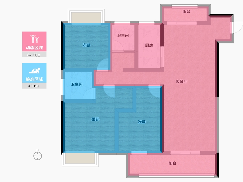 江西省-南昌市-龍居東郡-94.76-户型库-动静分区