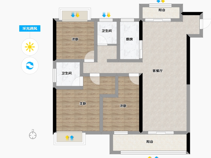 江西省-南昌市-龍居東郡-94.76-户型库-采光通风