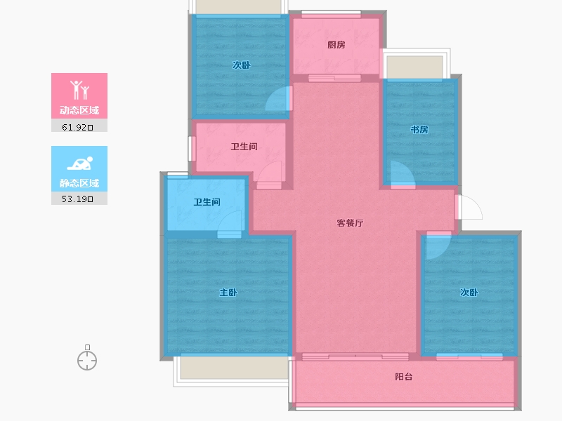 广东省-江门市-美的·樾山府-102.39-户型库-动静分区