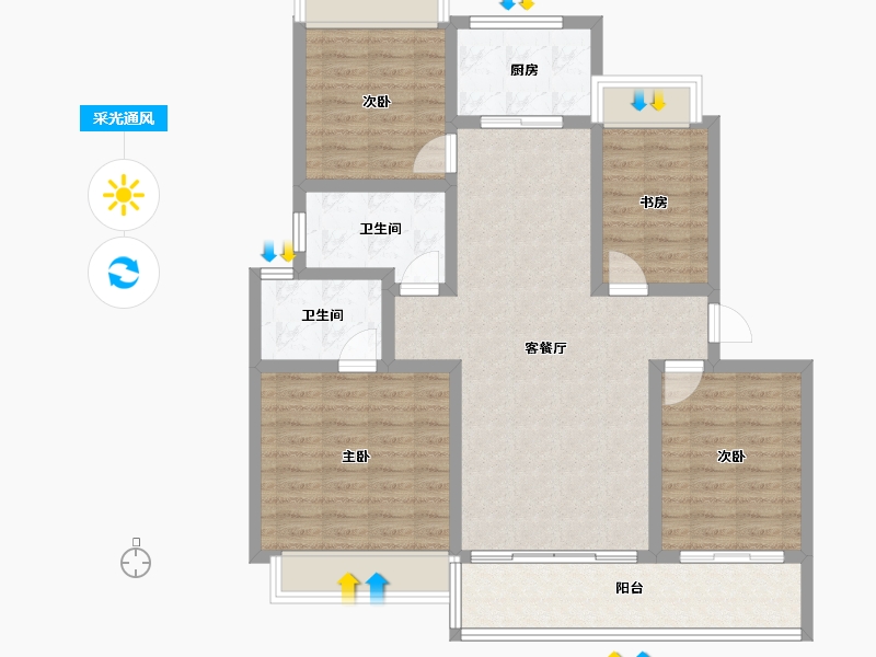 广东省-江门市-美的·樾山府-102.39-户型库-采光通风