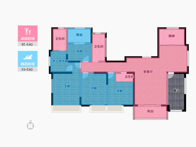 陕西省-西安市-西郡·南山-148.88-户型库-动静分区