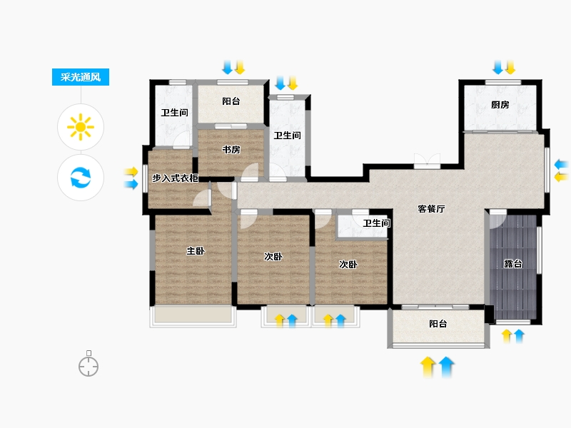 陕西省-西安市-西郡·南山-148.88-户型库-采光通风