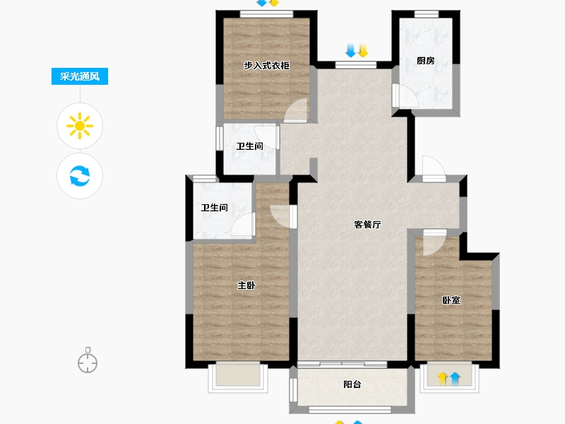 河北省-廊坊市-佳兆业·悦峰·群贤苑-91.34-户型库-采光通风