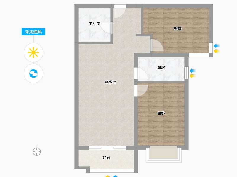 河北省-廊坊市-宏泰·龙河枫景-70.08-户型库-采光通风