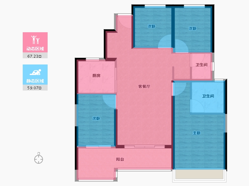 河南省-郑州市-康桥天樾九章-114.41-户型库-动静分区