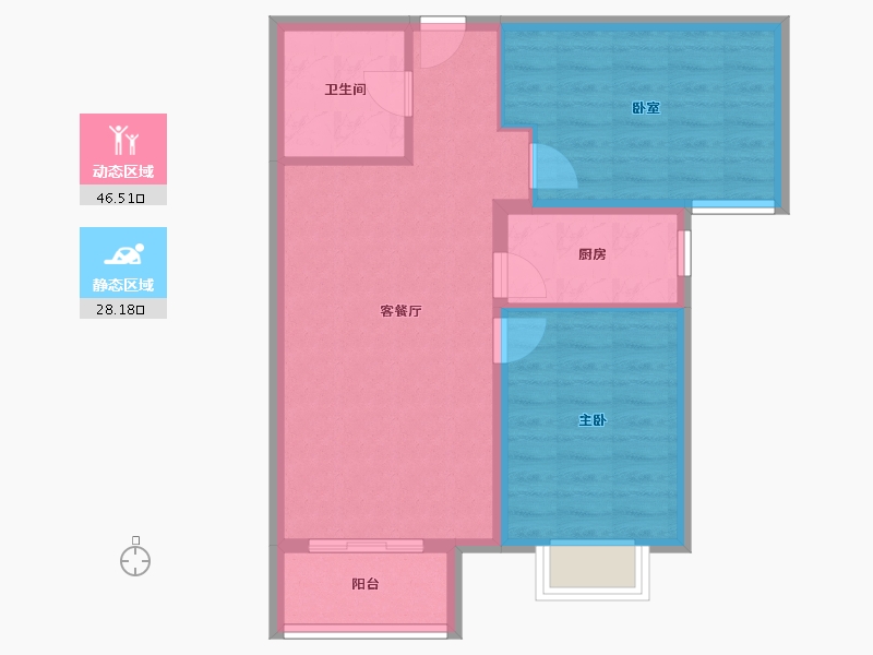 河北省-廊坊市-宏泰·龙河枫景-67.23-户型库-动静分区