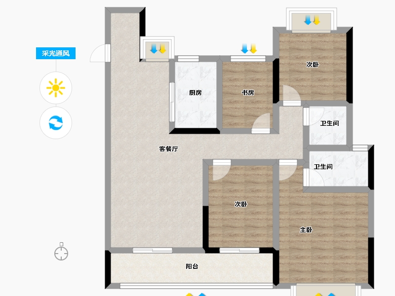 江西省-南昌市-九颂康瑞丨和园-101.34-户型库-采光通风