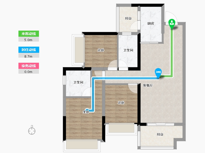 贵州省-贵阳市-融创九璟湾-84.48-户型库-动静线