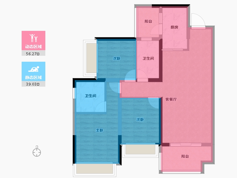 贵州省-贵阳市-融创九璟湾-84.48-户型库-动静分区