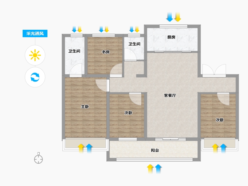 山东省-淄博市-淄江府-115.00-户型库-采光通风