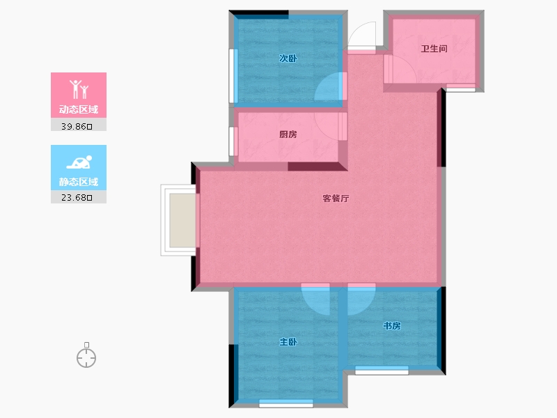 河南省-郑州市-鑫苑府-55.60-户型库-动静分区