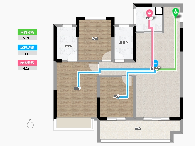 浙江省-宁波市-华鸿大发国琨府-87.34-户型库-动静线