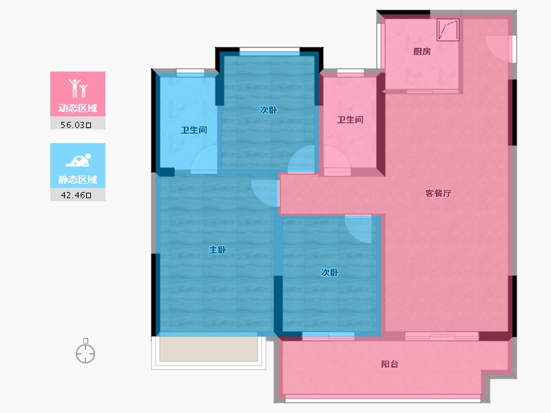 浙江省-宁波市-华鸿大发国琨府-87.34-户型库-动静分区