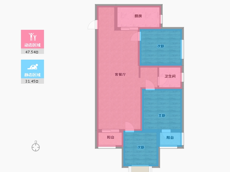 河南省-郑州市-清韵颐景苑-69.34-户型库-动静分区