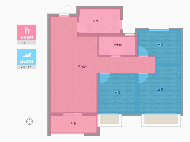 河南省-郑州市-龙湖·景粼玖序-71.20-户型库-动静分区