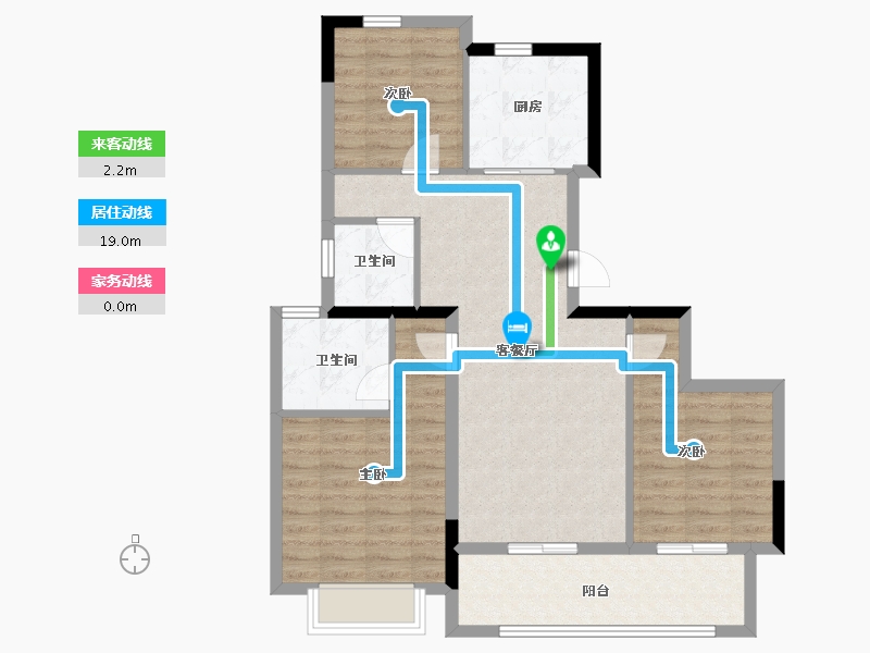 浙江省-金华市-金地湖塘月色花园-85.61-户型库-动静线