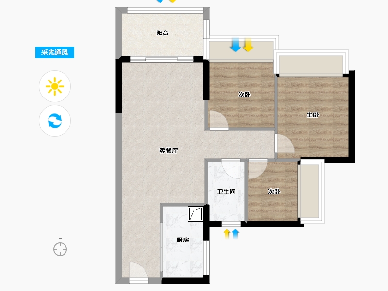 广东省-广州市-时代香树里黄埔-63.20-户型库-采光通风