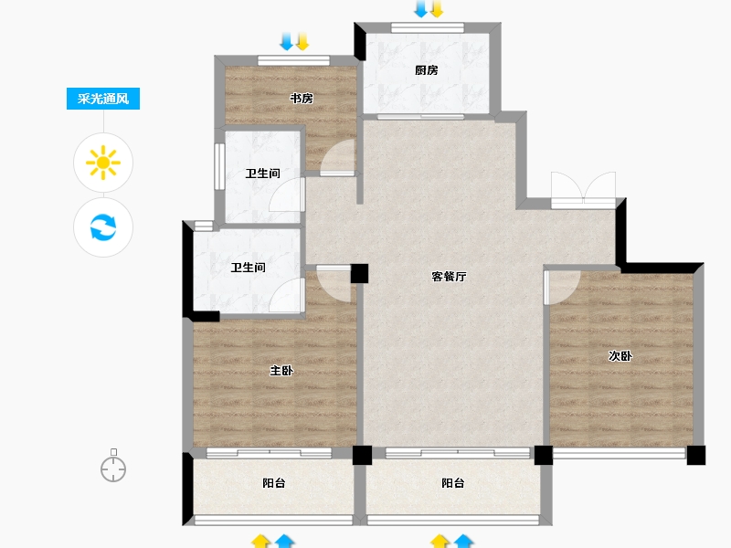 浙江省-宁波市-天逸府-92.84-户型库-采光通风