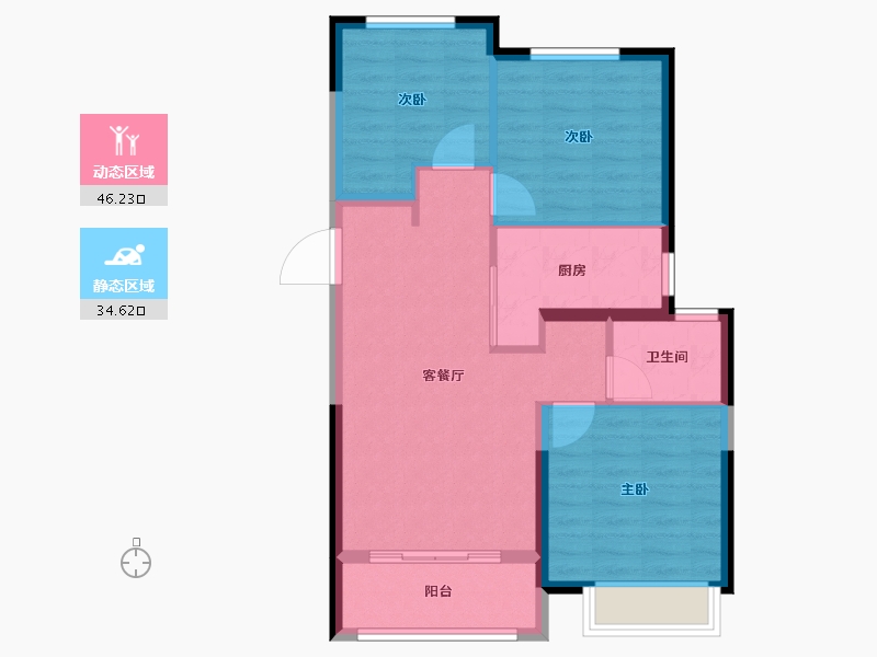 河南省-郑州市-东原阅城-72.80-户型库-动静分区