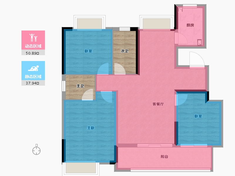 江西省-九江市-广隆·新松赣江铭著-87.92-户型库-动静分区