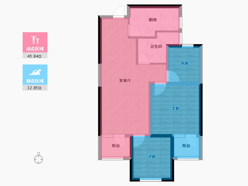 河南省-郑州市-清韵颐景苑-69.40-户型库-动静分区